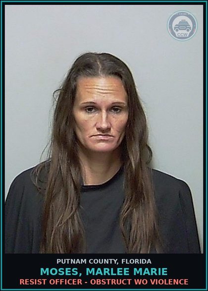CCW arrest card for MOSES, MARLEE MARIE in Putnam County: DRUG EQUIP-POSSESS - AND OR USE