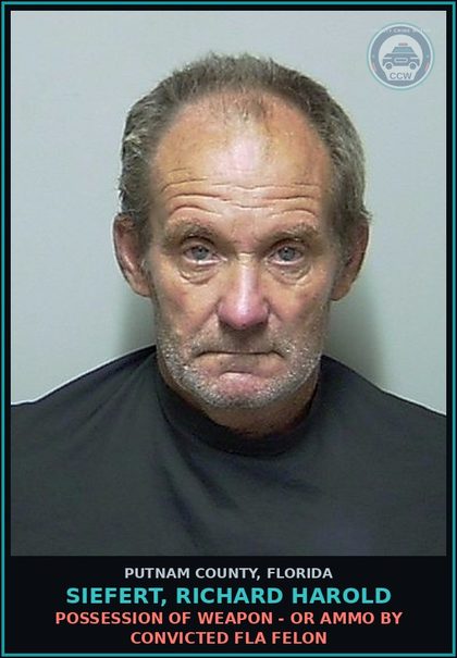 CCW arrest card for SIEFERT, RICHARD HAROLD in Putnam County: MOVING TRAFFIC VIOL - DWLSR REVOCATION EQUIV STATUS 3RD SUB VIOL