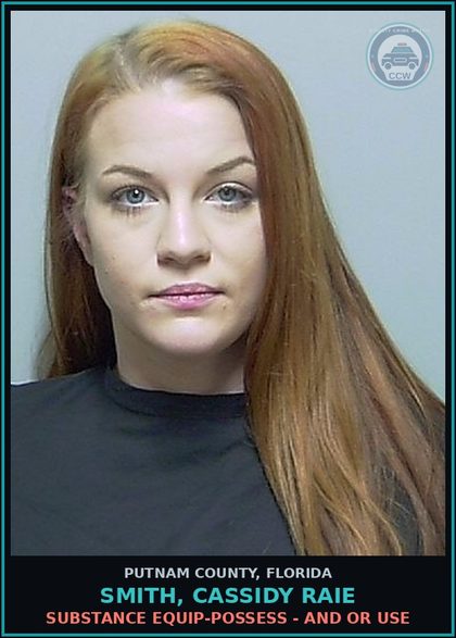 CCW arrest card for SMITH, CASSIDY RAIE in Putnam County: DRUG EQUIP-POSSESS - AND OR USE