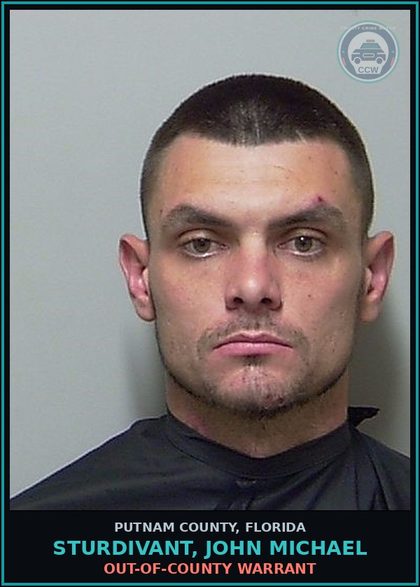 CCW arrest card for STURDIVANT, JOHN MICHAEL in Putnam County: OUT-OF-COUNTY WARRANT