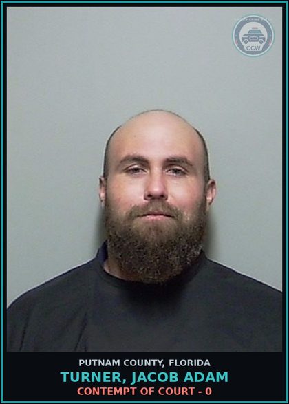 CCW arrest card for TURNER, JACOB ADAM in Putnam County: CONTEMPT OF COURT - 0