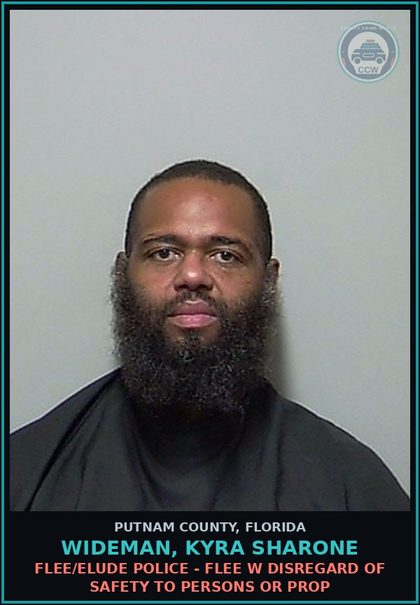 CCW arrest card for WIDEMAN, KYRA SHARONE in Putnam County: FLEE/ELUDE POLICE - FLEE W DISREGARD OF SAFETY TO PERSONS OR PROP