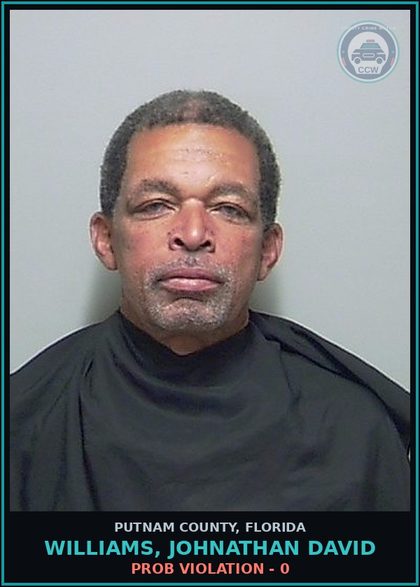 CCW arrest card for WILLIAMS, JOHNATHAN DAVID in Putnam County: PROB VIOLATION - 0