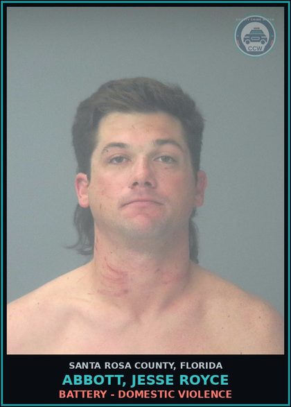 CCW arrest card for ABBOTT, JESSE ROYCE in Santa Rosa County: BATTERY - DOMESTIC VIOLENCE
