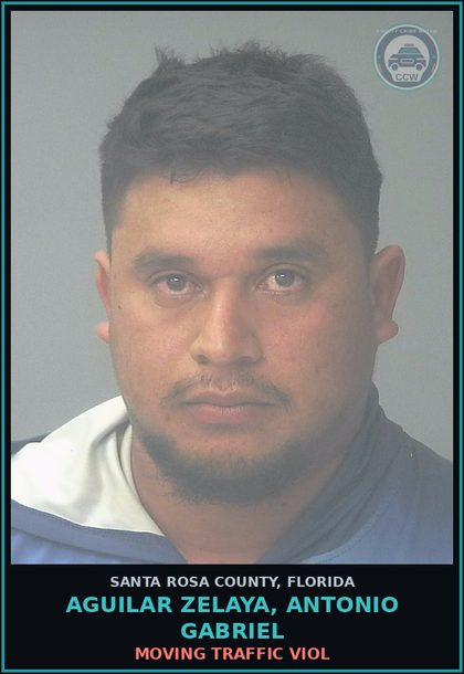 CCW arrest card for AGUILAR ZELAYA, ANTONIO GABRIEL in Santa Rosa County: MOVING TRAFFIC VIOL