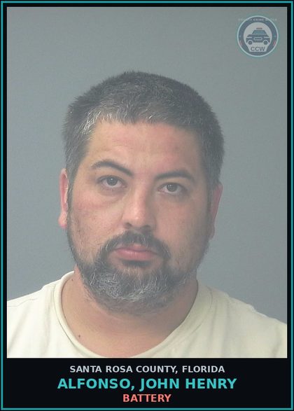 CCW arrest card for ALFONSO, JOHN HENRY in Santa Rosa County: BATTERY