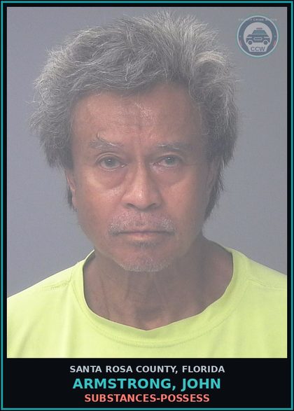 CCW arrest card for ARMSTRONG, JOHN in Santa Rosa County: DRUGS-POSSESS