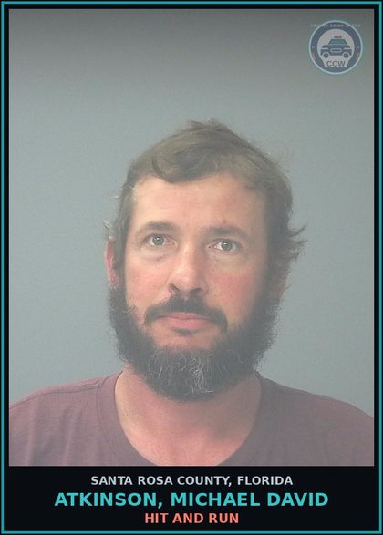 CCW arrest card for ATKINSON, MICHAEL DAVID in Santa Rosa County: HIT AND RUN