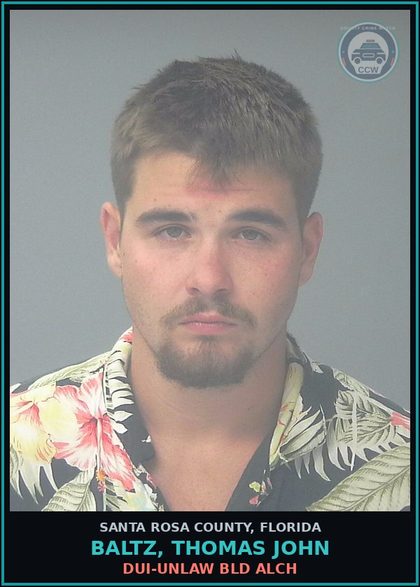 CCW arrest card for BALTZ, THOMAS JOHN in Santa Rosa County: DUI-UNLAW BLD ALCH
