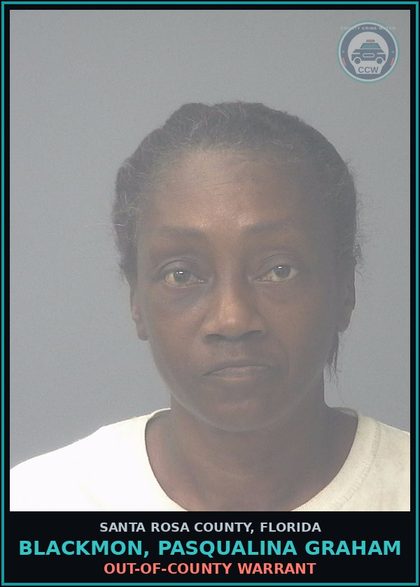 CCW arrest card for BLACKMON, PASQUALINA GRAHAM in Santa Rosa County: OUT-OF-COUNTY WARRANT