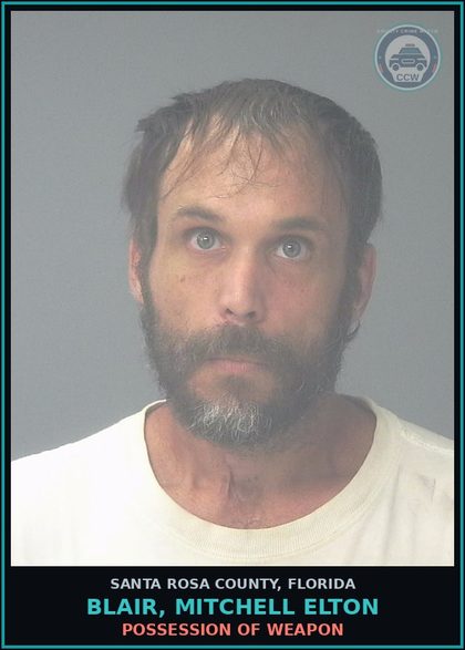 CCW arrest card for BLAIR, MITCHELL ELTON in Santa Rosa County: MOVING TRAFFIC VIOL