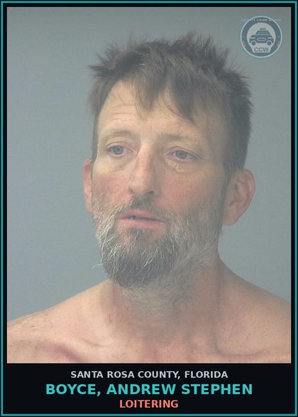 CCW arrest card for BOYCE, ANDREW STEPHEN in Santa Rosa County: LOITERING
