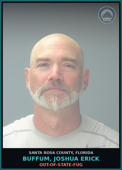 CCW arrest card for BUFFUM, JOSHUA ERICK in Santa Rosa County: OUT-OF-STATE-FUG