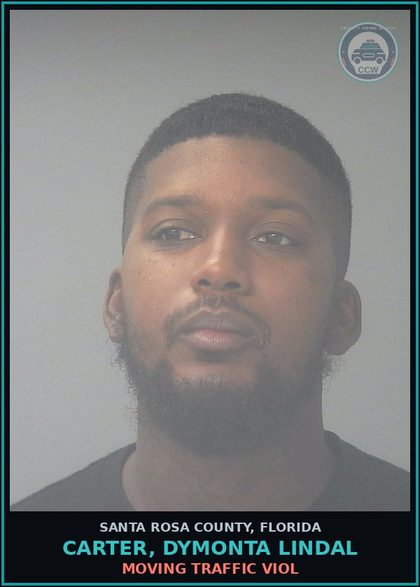 CCW arrest card for CARTER, DYMONTA LINDAL in Santa Rosa County: MOVING TRAFFIC VIOL