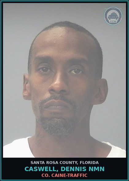CCW arrest card for CASWELL, DENNIS NMN in Santa Rosa County: COCAINE-TRAFFIC