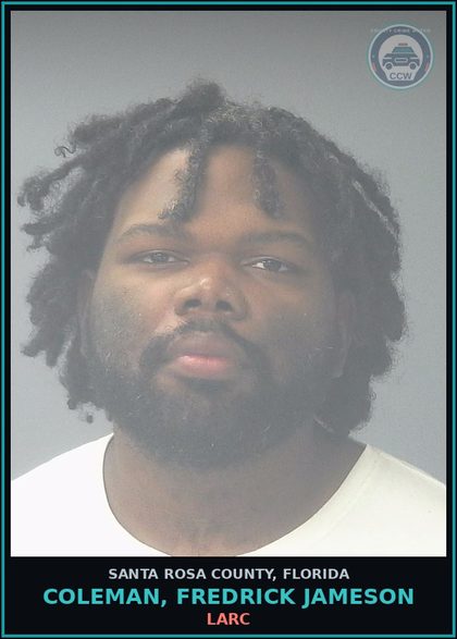 CCW arrest card for COLEMAN, FREDRICK JAMESON in Santa Rosa County: LARC