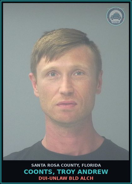 CCW arrest card for COONTS, TROY ANDREW in Santa Rosa County: FAILURE TO APPEAR