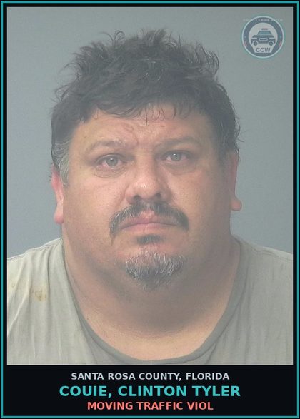 CCW arrest card for COUIE, CLINTON TYLER in Santa Rosa County: MOVING TRAFFIC VIOL