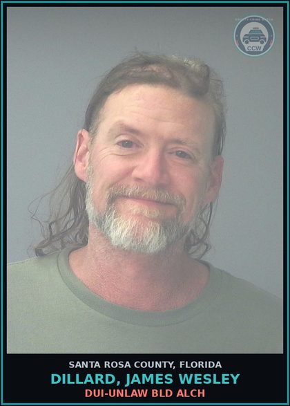 CCW arrest card for DILLARD, JAMES WESLEY in Santa Rosa County: DUI-UNLAW BLD ALCH