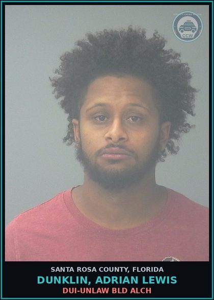 CCW arrest card for DUNKLIN, ADRIAN LEWIS in Santa Rosa County: FLEE/ELUDE POLICE