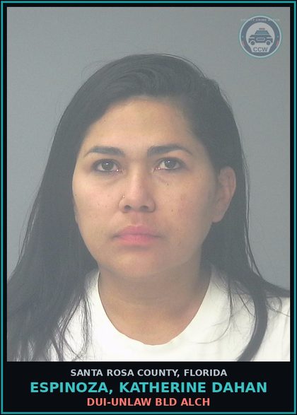 CCW arrest card for ESPINOZA, KATHERINE DAHAN in Santa Rosa County: RESIST OFFICER