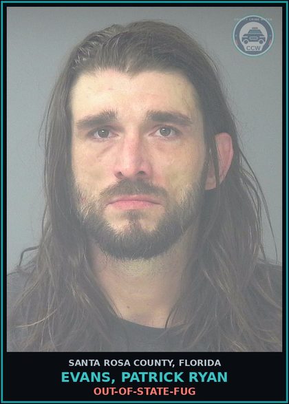 CCW arrest card for EVANS, PATRICK RYAN in Santa Rosa County: OUT-OF-STATE-FUG