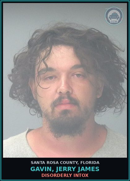 CCW arrest card for GAVIN, JERRY JAMES in Santa Rosa County: DISORDERLY INTOX
