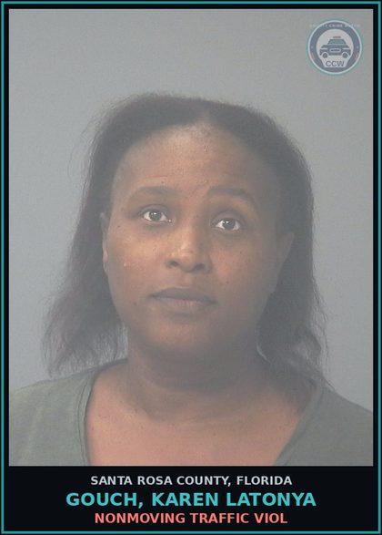 CCW arrest card for GOUCH, KAREN LATONYA in Santa Rosa County: NONMOVING TRAFFIC VIOL