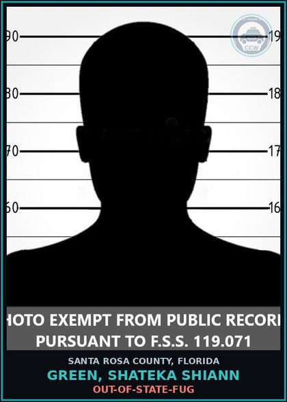 CCW arrest card for GREEN, SHATEKA SHIANN in Santa Rosa County: OUT-OF-STATE-FUG