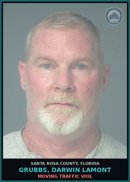 CCW arrest card for GRUBBS, DARWIN LAMONT in Santa Rosa County: MOVING TRAFFIC VIOL