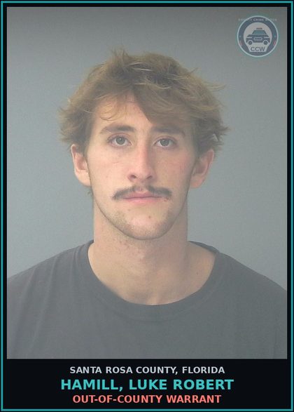 CCW arrest card for HAMILL, LUKE ROBERT in Santa Rosa County: OUT-OF-COUNTY WARRANT