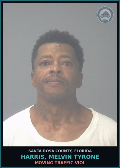 CCW arrest card for HARRIS, MELVIN TYRONE in Santa Rosa County: MOVING TRAFFIC VIOL