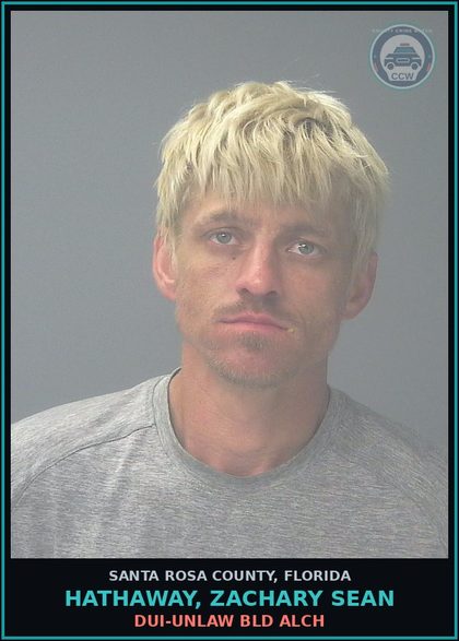 CCW arrest card for HATHAWAY, ZACHARY SEAN in Santa Rosa County: DRUGS-POSSESS