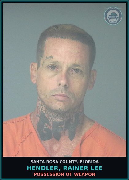 CCW arrest card for HENDLER, RAINER LEE in Santa Rosa County: FLEE/ELUDE POLICE
