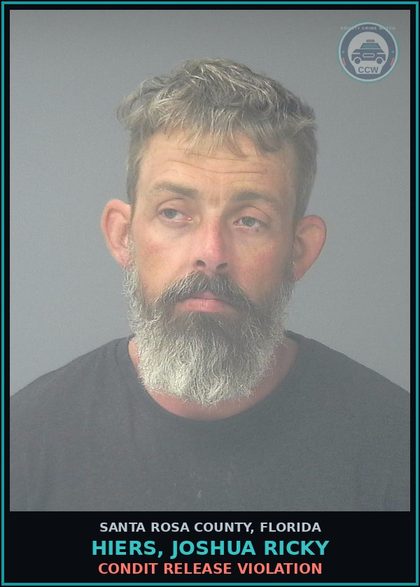 CCW arrest card for HIERS, JOSHUA RICKY in Santa Rosa County: CONDIT RELEASE VIOLATION