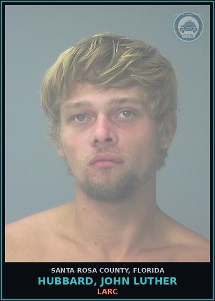 CCW arrest card for HUBBARD, JOHN LUTHER in Santa Rosa County: LARC