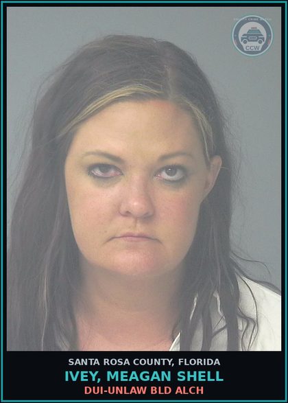 CCW arrest card for IVEY, MEAGAN SHELL in Santa Rosa County: DUI-UNLAW BLD ALCH