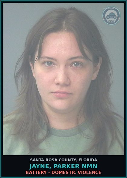 CCW arrest card for JAYNE, PARKER NMN in Santa Rosa County: SIMPLE ASSLT - DOMESTIC VIOLENCE