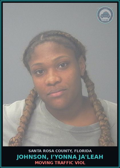 CCW arrest card for JOHNSON, I'YONNA JA'LEAH in Santa Rosa County: MOVING TRAFFIC VIOL
