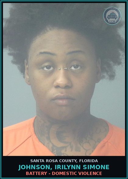 CCW arrest card for JOHNSON, IRILYNN SIMONE in Santa Rosa County: BATTERY - DOMESTIC VIOLENCE