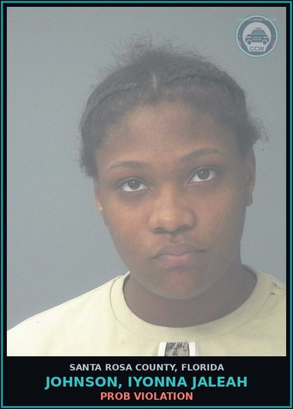 CCW arrest card for JOHNSON, IYONNA JALEAH in Santa Rosa County: PROB VIOLATION