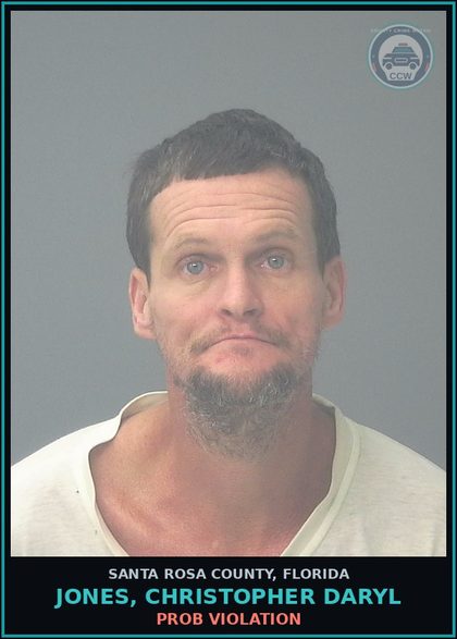 CCW arrest card for JONES, CHRISTOPHER DARYL in Santa Rosa County: PROB VIOLATION