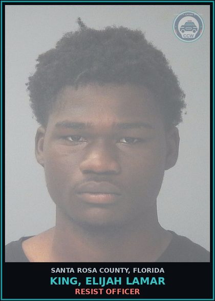 CCW arrest card for KING, ELIJAH LAMAR in Santa Rosa County: RESIST OFFICER
