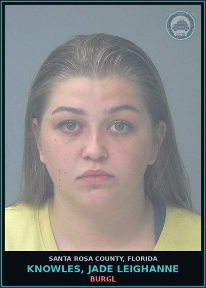 CCW arrest card for KNOWLES, JADE LEIGHANNE in Santa Rosa County: BURGL