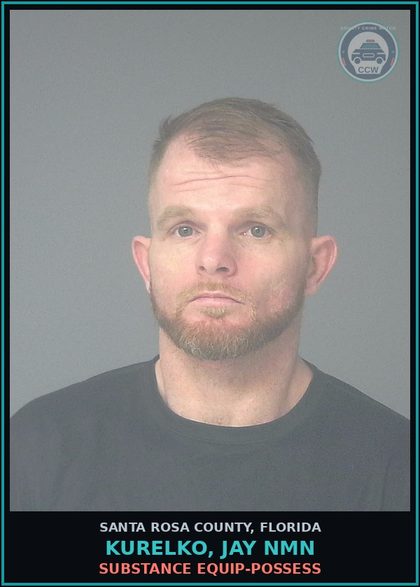 CCW arrest card for KURELKO, JAY NMN in Santa Rosa County: DRUG EQUIP-POSSESS