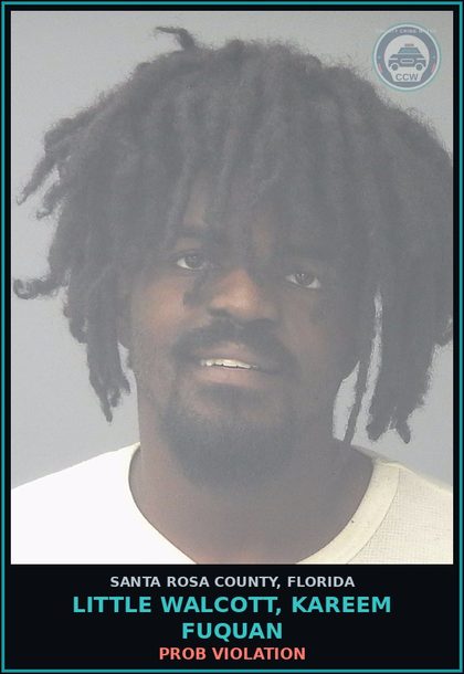 CCW arrest card for LITTLE WALCOTT, KAREEM FUQUAN in Santa Rosa County: PROB VIOLATION
