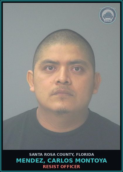 CCW arrest card for MENDEZ, CARLOS MONTOYA in Santa Rosa County: RESIST OFFICER