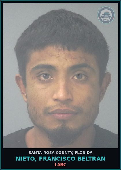 CCW arrest card for NIETO, FRANCISCO BELTRAN in Santa Rosa County: LARC