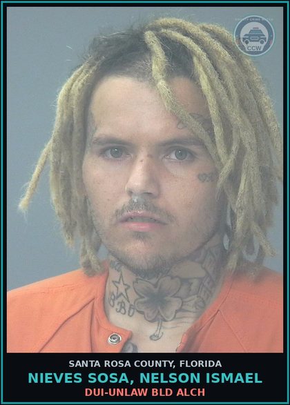 CCW arrest card for NIEVES SOSA, NELSON ISMAEL in Santa Rosa County: DUI-UNLAW BLD ALCH