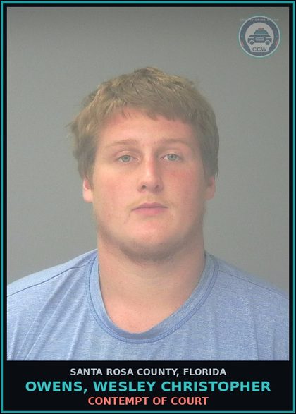 CCW arrest card for OWENS, WESLEY CHRISTOPHER in Santa Rosa County: CONTEMPT OF COURT